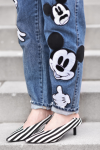 mickey, jeans, mouse, fun, süss, outfit, nachgesternistvormorgen, modeblogger, zara, fashionblogger, frühling, pumps, streifen, denim, patches, streetstyle