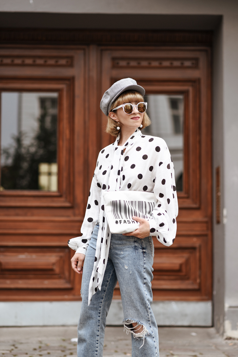 punkte, bluse, outfit, berlin, blogger, modeblog, fashionblog, streetstyle, sommer, inspiration, jeans, denim, retro, kombi, cute